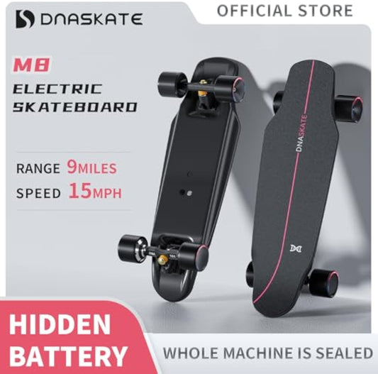 M8 Electric Skateboard with Remote, 15/22Mph Top Speed,9/15/Miles Range,400/800W Hub-Motor, Skateboard for Adults &Teens