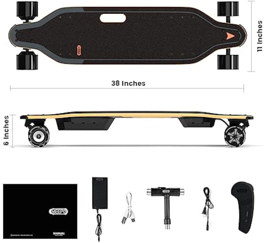 MEEPO Campus V5 Series/Envy Electric Skateboard with Remote, Top Speed Up to 29 Mph, 4 Speed Smooth Braking, Easy Carry Handle Design, Suitable for Adults & Teens